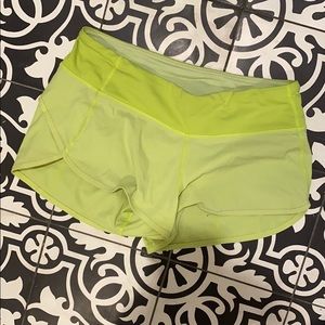 lululemon size 4 yellow speed up shorts